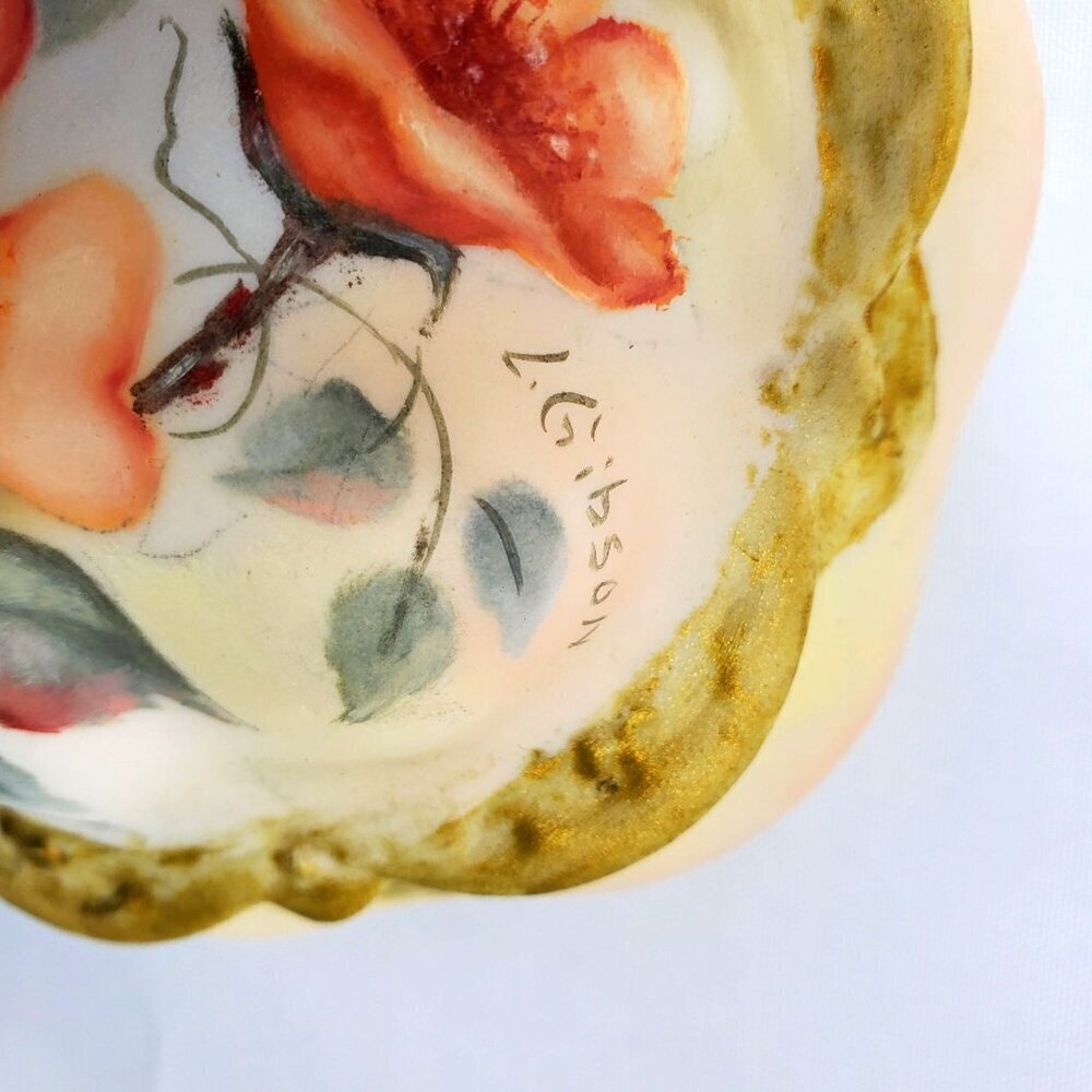 VTG Hand-Painted Cricket Jewelry Box Lidded Porcelain Trinket Box By L. Gibson - Picture 15 of 16